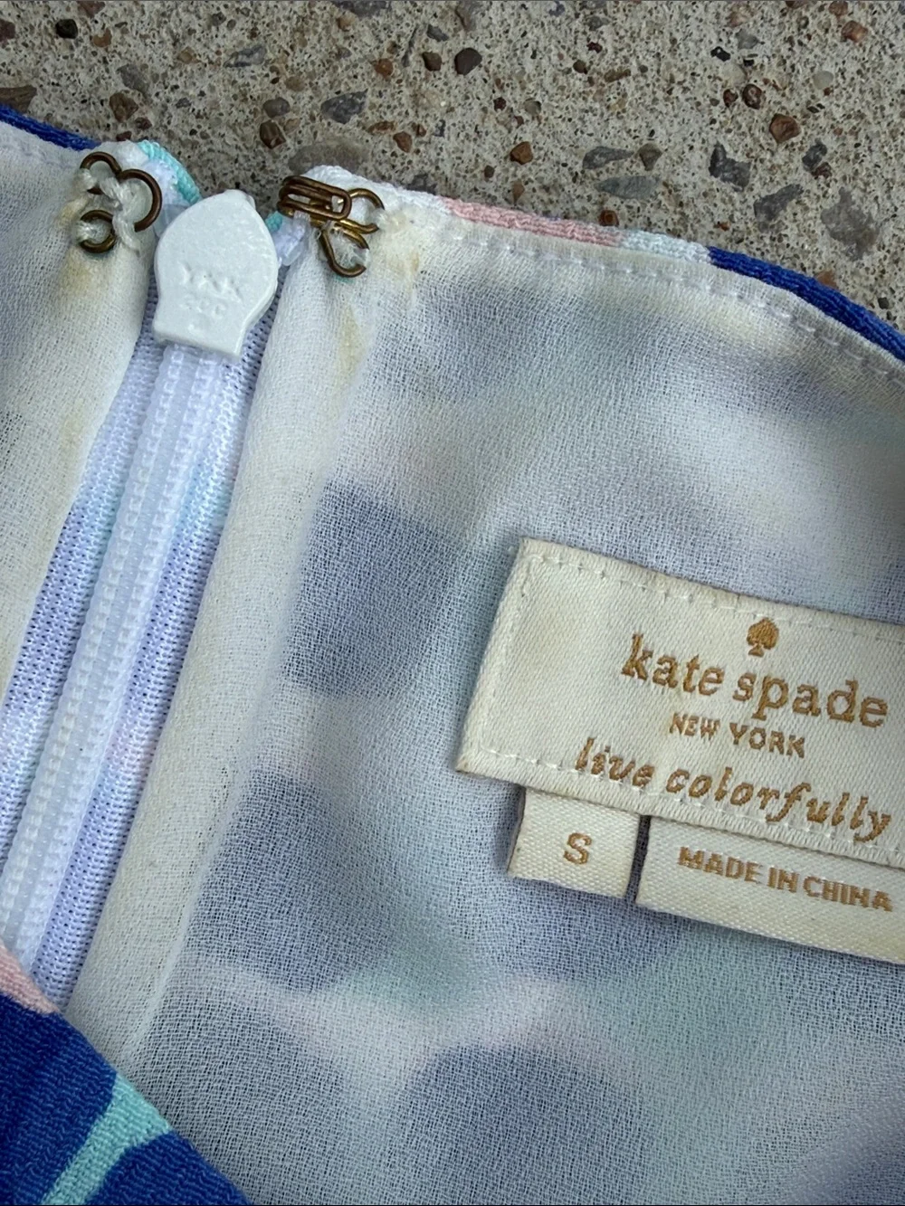 Kate Spade New York 'Island Stamp' Double Layer Blue/White Tank Top Size 8